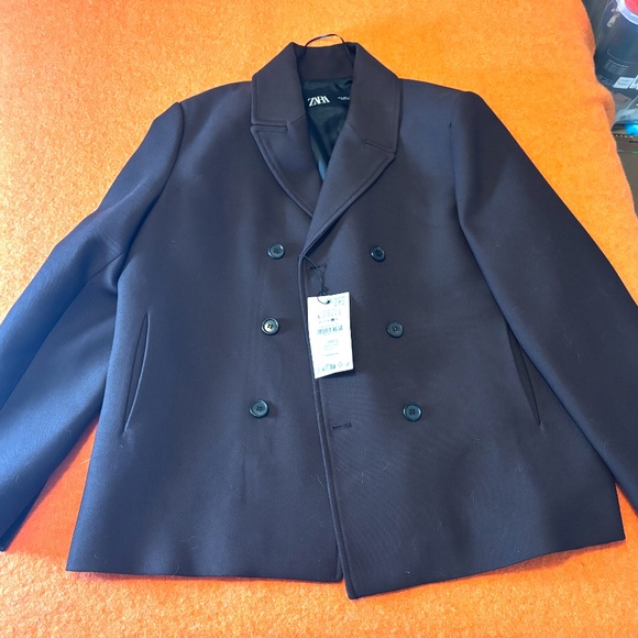 Zara dark brown double breasted button blazer coat NWT - Picture 3 of 14